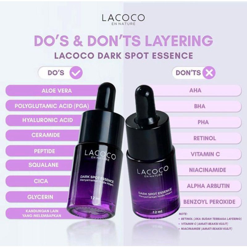 Lacoco Essensce Anti Flek / Lacoco Darkspot Essence sudah terbukti aman dan sudah ber sertifikat BPOM

Manfaat Lacoco Essensce Anti Flek

Manfaat dan kegunaan Lacoco Essensce Anti Flek banyak banget :

Menghilangkan flex hitam membandel secara efektif

Menghilangkan bekas jerawat

Mencerahkan dan Menghilangkan noda hitam di ketiak

Mencerahkan dan Menghilangkan noda hitam bekas luka jatuh / operasi

Mencerahkan dan Menghilangkan noda hitam bekas cacar

Menghilangkan noda / flek hitam karena gatal

Menghilangkan komedo

Masih banyak manfaat lain bagi kulit tubuh

Fungsi dari Lacoco Essensce Anti Flek bisa juga di gunakan sebagai :

Alas Make Up

Serum Perawatan malam hari

Serum perawatan saat santai dan ngopi di rumah


Cara pakainya juga cukup mudah dan nggak perlu ribet.

Cara 1 :

Teteskan Lacoco Essensce Anti Flek sebanyak 1 – 2 tetes di telunjuk jari tangan

Usapkan merata pada noda hitam yang ingin di hilangkan

Cara 2 :

Teteskan Lacoco Essensce Anti Flek Sebanyak 4 – 5 tetes ke telapak tangan

Usapkan merata sampai agak hangat

Lalu usapkan pada bekas jerawat atau bekas noda hitam yang ingin di hilangkan
#lcantiflek #lcantifleknasa #lcantifleklacoco #nasalcantiflek #lacocolcantiflek #lacoco #lacoconasa #lacocoantiflek #antifleklacoco #antifleknasa #serumantiflek #serumantifleknasa #serumantifleklacoco #serumantiflekherbal #serumantiflekampuh #serumantiflekaman #lacocoessensceantiflek #darkspot #serumdarkspot #serumflekhitam
